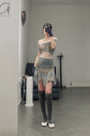 RUI segment dyeing lit low -waist short skirt RSS23KN05 dawn yellow and blue gradient